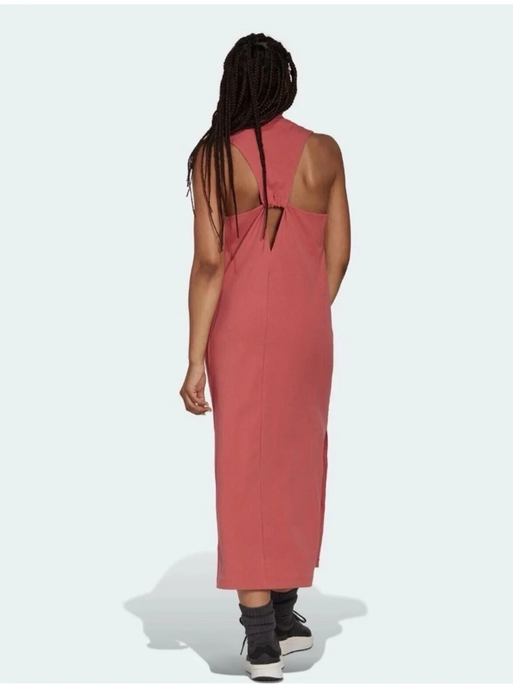adidas Sleeveless Coral-Pink Maxi Dress with Front Slit - Picture 2 of 8